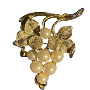 Grape Brooch with Faux Pearls